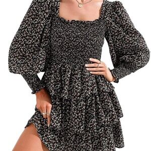 Floral Smocked Puff Sleeve Dress